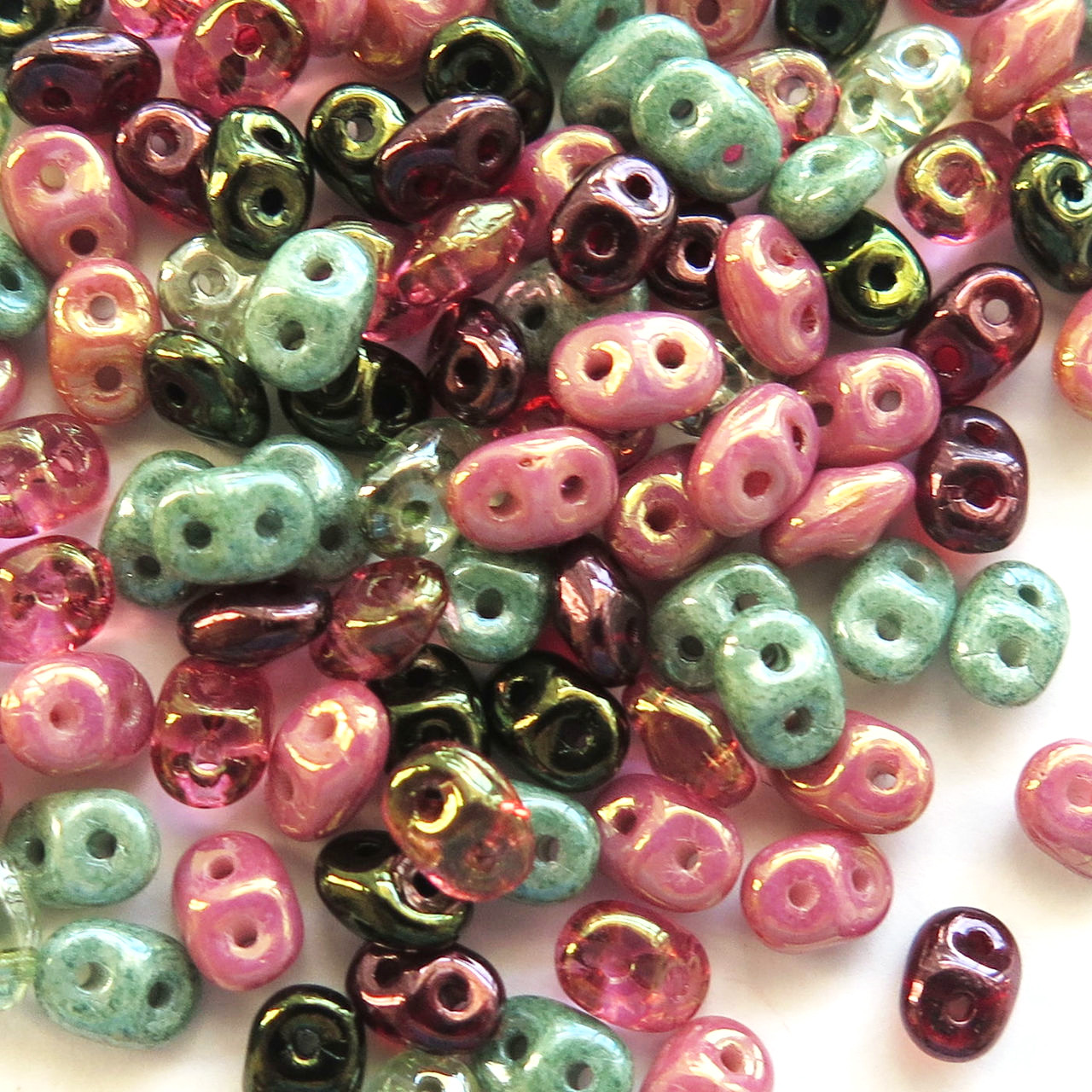 Ten 14 X 12mm Czech glass flower beads - raspberry pink with