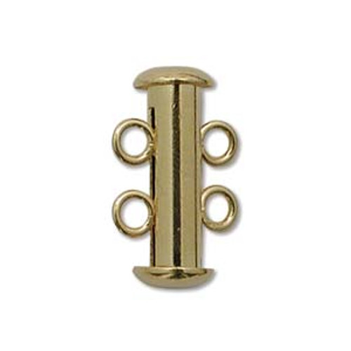 2-Strand Slide Clasp, Gold-Plated, 16mm (Qty: 2)