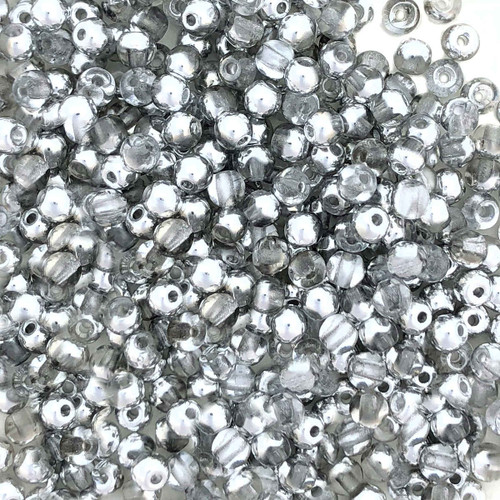 3mm Round Glass Beads, Crystal Labrador Half Coat (Qty: 50)