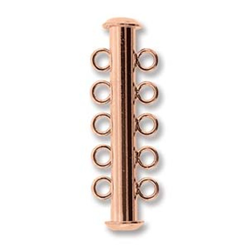 5-Strand Slide Tube Clasp, Copper-Plated (32mm) (Qty: 1)
