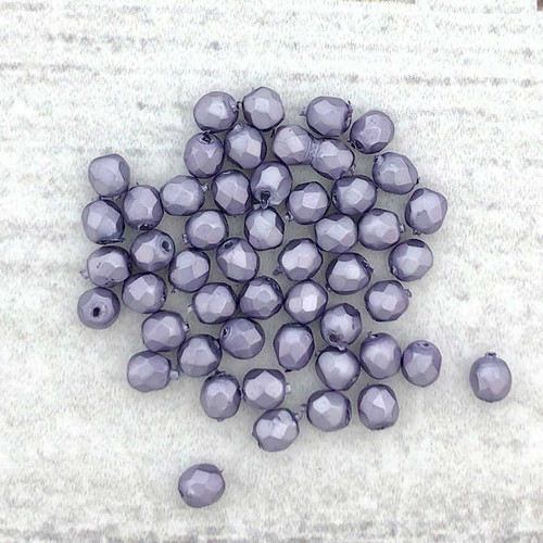 3mm Fire Polish, Lavender Metallic Suede (Qty: 50)