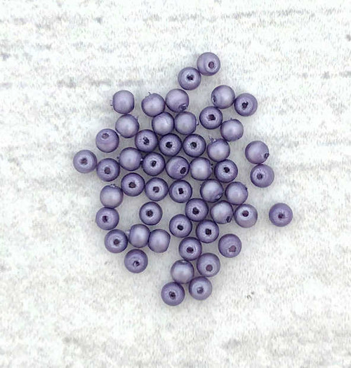 2mm Round Glass Beads Lavender Metallic Suede (Qty: 50)