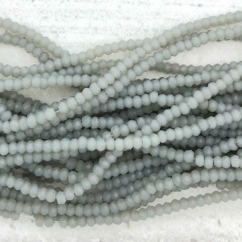 1.5x2mm Crystal Rondelles, Grey Opal (Qty: Approx. 200 Beads)