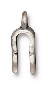 TierraCast Marrakesh Crimp End, Antique Silver Plate, 18 x 17mm (Qty: 2)