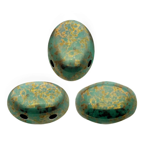 Samos par Puca Beads, Opaque Green Turquoise Bronze (Qty: 25)