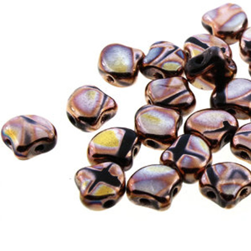 Ginko Beads, Jet Full Capri Gold Batik (Qty: 25)