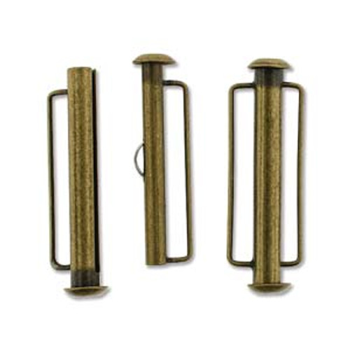 Antique Brass Slide Bar Clasp - 31.5mm (1.24 in.) (Qty: 1)