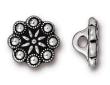 TierraCast Czech Rosette Button, Antiqued Silver-Plate, 12.25mm (Qty: 1)