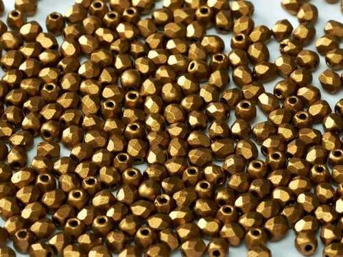 3mm Fire Polish, Brass Gold (Qty: 50)