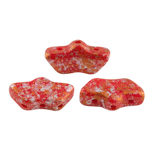 Delos par Puca Beads, Opaque Coral Red Tweedy (Qty: 15)