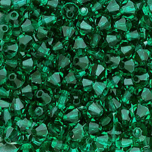 4mm Preciosa Bicones, Emerald (Qty: 50)