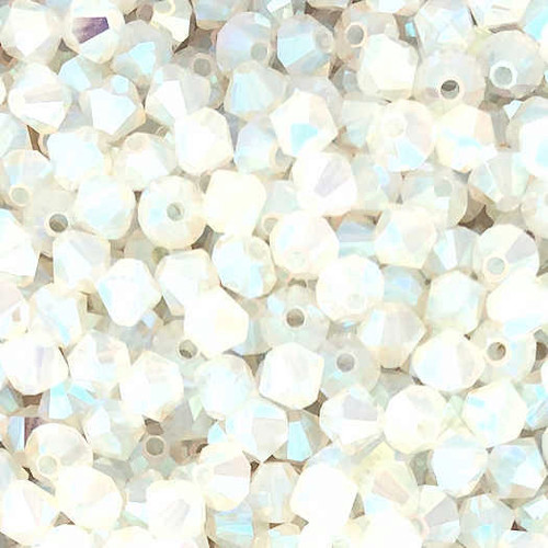 4mm Preciosa Bicones, White Opal AB2X (Qty: 50)