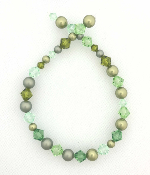 Swarovski Bicones & Pearls Designer Blend, Opaline Green (7", 36-38 beads) Swarovski Bicones & Pearls Designer Blend, Opaline Green (7", 36-38 beads)