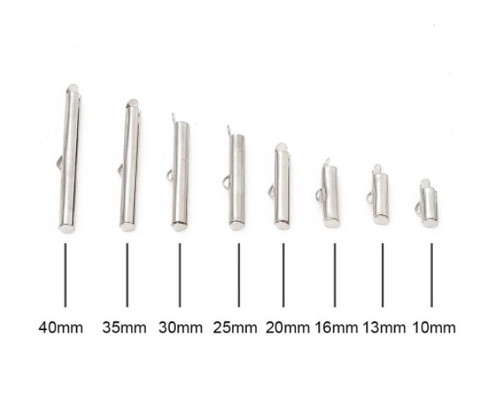10mm Slide-On End Clasp Tubes, Silver-Plated (Qty: 8)
