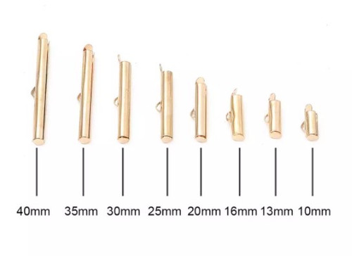 10mm Slide-On End Clasp Tubes, Gold-Plated (Qty: 8)