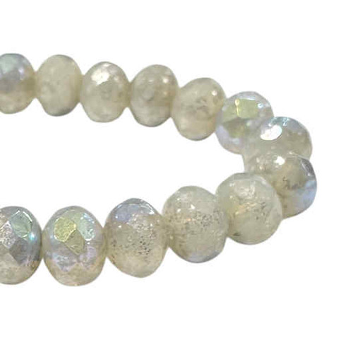 Faceted Rondelles, Opal w/ AB Finish, 5x7mm (Qty: 25)