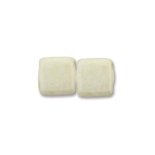 2-Hole Tile Beads, Opaque Beige Luster (Qty: 25)