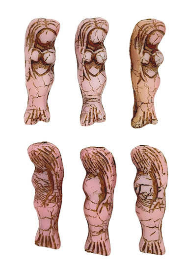 Mermaid Beads, Dusty Rose/ Brown Wash, 5x25mm (Qty: 6)