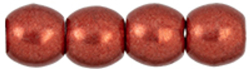 3mm Round Glass Beads, Saturated Metallic Cherry Tomato (Qty: 50)