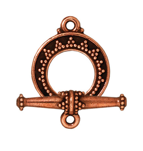 TierraCast Tapered Bali Toggle Clasp, Antique Copper-Plated (21.5 x 15.75mm) (Qty: 1)