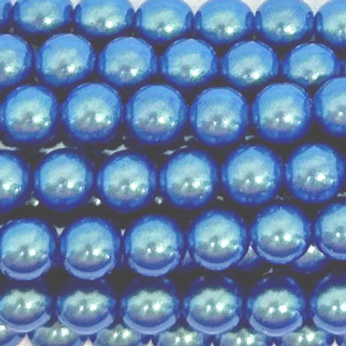 2mm Czech Glass Pearls, Iridescent Tahitian Blue (Qty: 50)