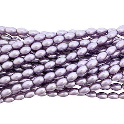 Czech Glass Rice Pearls, 4x6mm, Lavender Blue (Qty: 25)