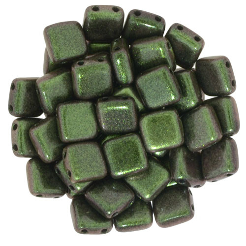 2-Hole Tile Beads, Polychrome Olive Mauve (Qty: 25)