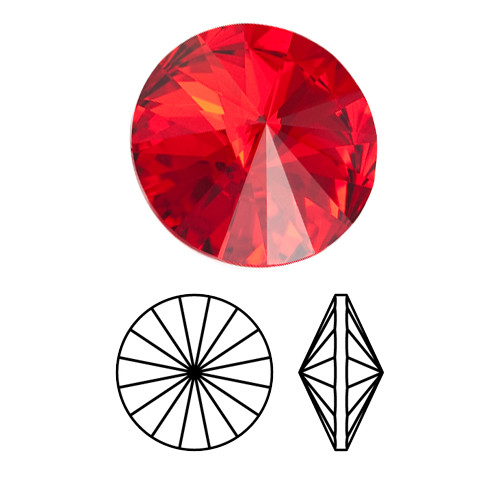 12mm Preciosa Maxima Rivolis, Light Siam (Qty: 2) (Foiled) (Discontinued Color)