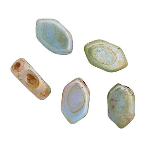 Paros par Puca Beads, Opaque Mix Blue/Green Ceramic Look (Qty: 25)