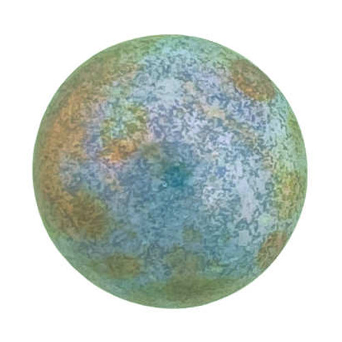 14mm Cabochon par Puca, Opaque Blue/Green Ceramic Look (Qty: 1)