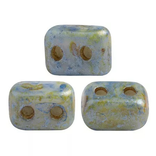 Ios par Puca Beads, Opaque Spotted Blue/Green (Qty: 50)