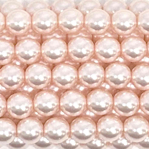 8mm Czech Glass Pearls, Light Peach (Qty: 24)