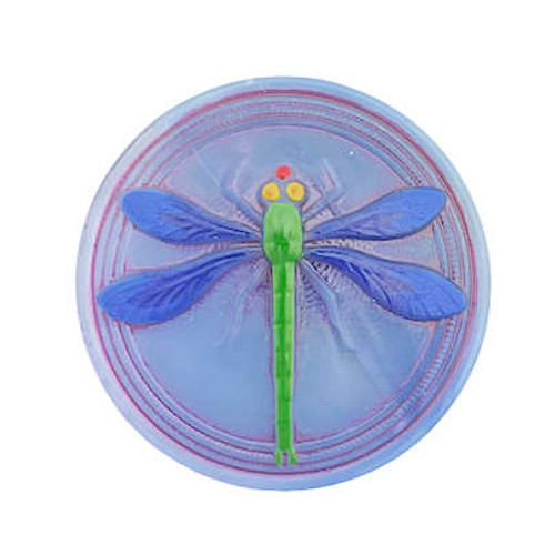 31mm Blue Dragonfly on Blue/Magenta Background with Red Circles Border(Qty: 1)