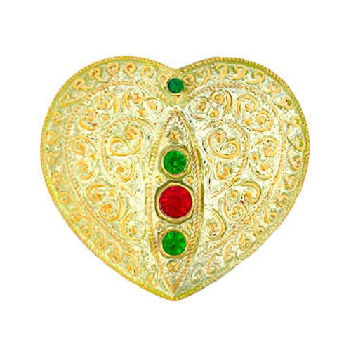 33x35mm Jeweled Heart w/ Intricate Gold Design (Qty: 1)