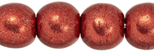 4mm Round Glass Beads, Saturated Metallic Cranberry  (Qty: 50)*