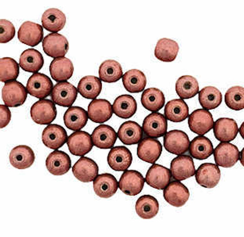 3mm Round Glass Beads, Saturated Metallic Grenadine  (Qty: 50)*