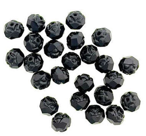 6x5mm Czech Glass Rosebud Beads, Jet  (Qty: 25)*