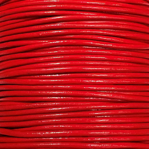 1.5mm Round Leather Cord, Red (3 yards)