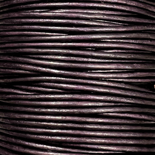 1.5mm Round Leather Cord, Metallic Berry (3 yards)