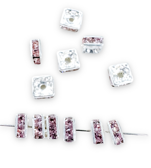 4mm Czech Crystal Squaredelle Spacers, Light Amethyst/Silver (Qty: 12)