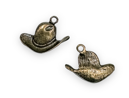 Cowboy Hat Charm/Pendant, Brass-Plated, 19 x 22mm (Qty: 2)