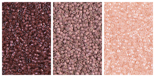 Size 11 Delicas Set, Bordeaux Blooms - 3 Colors (5 gr. each)