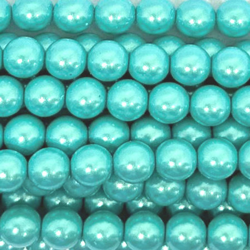 2mm Czech Glass Pearls, Iridescent Turquoise (Qty: 50)