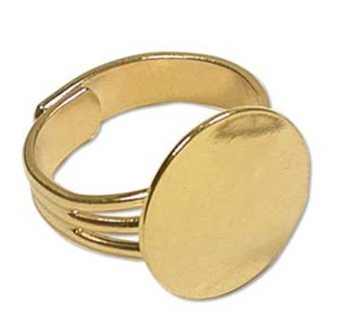 Adjustable Ring Base with Flat Disc, Gold-Plated (Qty: 1)