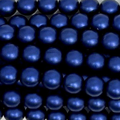 6mm Czech Glass Pearls, Satin Indigo (Qty: 25)