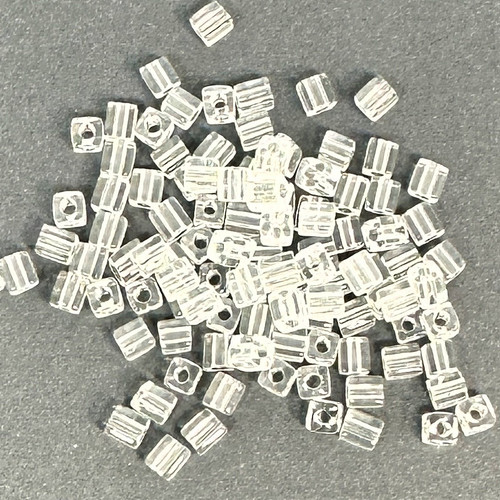 4 X 4mm Cube Seed Beads, Crystal (10 gr.)