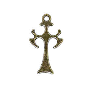 Cross Pendant/Earring/Charm, Brass-Plated Pewter, 13 x 23mm (Qty: 6)
