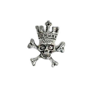 Skull & Crossbones with Crown, Silver-Plated Pewter, 18 x 22.5mm (Qty: 6)