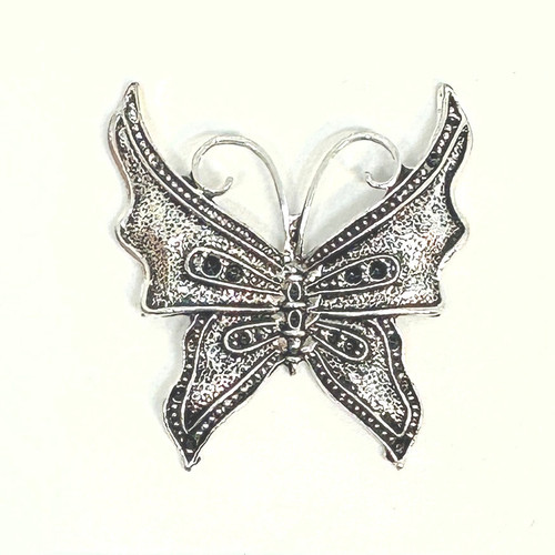 Large Butterfly, Silver-Plated Pewter, 42 x 43mm (Qty: 1)