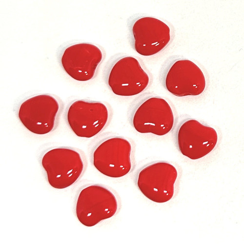 Heart Beads, Red, 8 x 7.75mm (Qty: 10 gr., approx. 27 beads)